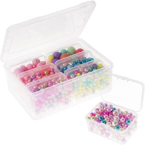 Small Plastic Storage Box, 13 Pieces Plastic Storage Cases Bead Organizers Boxes with Lid Mini Rectangles Boxes Craft Supply Case Bead Containers for Organizing