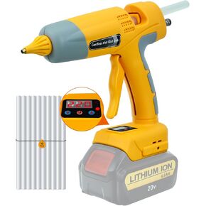 Cordless Hot Glue Gun for Dewalt 18V/20V Max Li-ion Battery, 100W Hot Air Gun with LCD Digital Display,30s Quick Preheat Hot Melt Glue Gun 10Pcs 11mm Glue Sticks for Arts&Crafts&DIY&Repairs(Tool only)