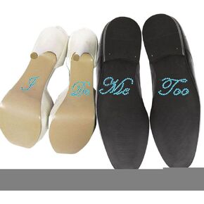 QTMY Rhinestone "I Do, Me Too" Stickers for Wedding Bridal Shoes (Blue)
