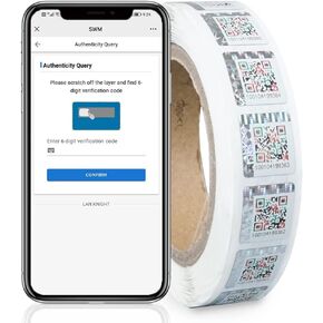 1 Roll/1000 Units 22x22mm Round Shape Anti-Counterfeiting Label Self-Adhesive Original Authenticity Verification Security QR Code 3D Hologram Sticker with Unique Serial Number (Silver)
