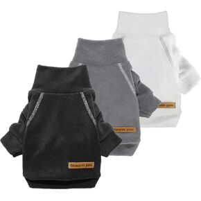 Fitwarm 3 Pack Classic Fleece Dog Sweater, Turtleneck Dog Sweatshirt, Dog Winter Clothes for Small Dogs Boy Girl, Pet Pullover Jacket, Cat Apparel, Blue, Grey, Navy, Medium