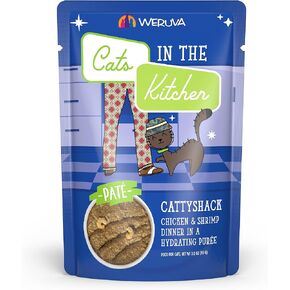 Weruva Cats in The Kitchen Slide N' Serve Grain-Free Natural Wet Pate Cat Food Pouches, Cattyshack, 3oz Pouch (Pack of 12)