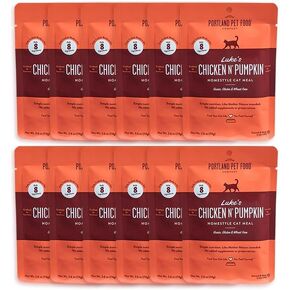 Human-Grade Mixed Variety Pack Wet Cat Food Pouch — Moist, Soft Cat Food Mixer, Topper, and Rotational Meal (Chicken, 12 Pack) by Portland Pet Food Company