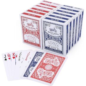 LotFancy Playing Cards, 12 Pack, Decks of Cards Bulk, Poker Size, Standard Index, for Blackjack, Euchre, Canasta Card Game, 6 Blue and 6 Red, Casino Grade Poker Cards