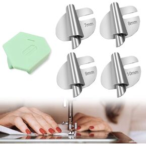 Magnetic Seam Guide for Sewing Machine, Hem Guide for Sewing Machine, Sewing Rolled Hemmer Foot, Sewing Rolled Hemmer Foot Universal Magnetic, 4 Sizes Rolled Hem Presser Foot (Green)