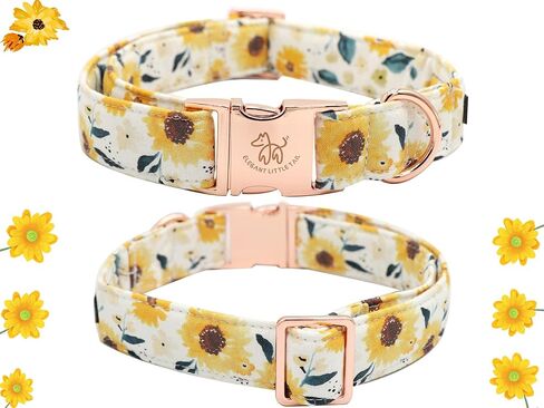 Elegant little tail Dog Collar, Pink Floral Print Pet Collar Summer Dog Collar Pet Collar Dog Cotton Durable Dog Collar Metal Buckle Collar for Medium Dogs, Blue Flower in Saudi Arabia