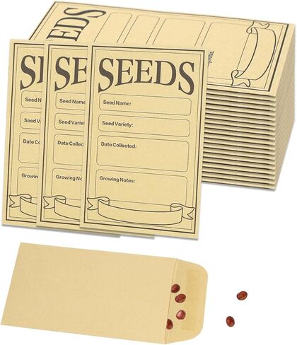 Dohia Seed Envelopes Resealable Self Sealing Seed Envelope Seed Packets 4.72 x 3.15 Inch Small Kraft Paper Seed Bags Bulk Seed Storage Organizer with Preprinted ST1-ZZXFD in Saudi Arabia