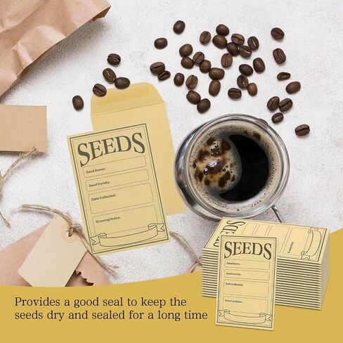 Dohia Seed Envelopes Resealable Self Sealing Seed Envelope Seed Packets 4.72 x 3.15 Inch Small Kraft Paper Seed Bags Bulk Seed Storage Organizer with Preprinted ST1-ZZXFD in Saudi Arabia