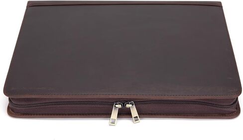 Genuine Leather Portfolio Binder, Zippered Padfolio for Men Women, Business Folio with 8.5" x 11" Notebook Holder and 13" Laptop Sleeve, Professional Executive Folder, Dark Brown in Kuwait