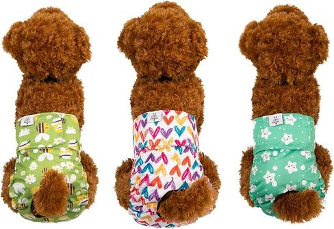 CuteBone Dog Diapers Female Washable Small Medium Large 3 Pack Reusable Doggie Diapers Puppy Period Pants for Doggy Heat Cycle Peeing D70L in Kuwait