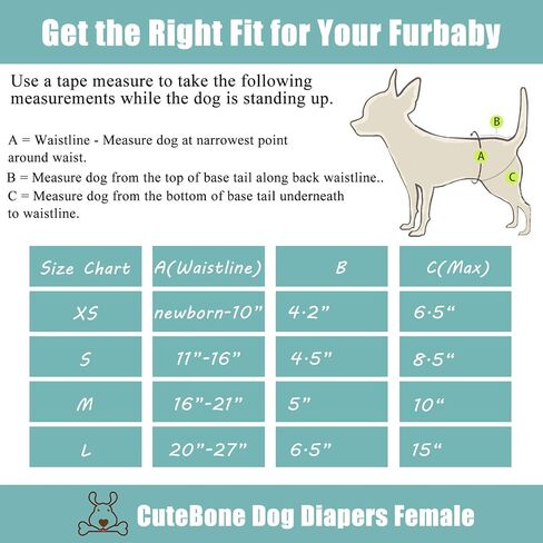 CuteBone Dog Diapers Female Washable Small Medium Large 3 Pack Reusable Doggie Diapers Puppy Period Pants for Doggy Heat Cycle Peeing D70L in Kuwait