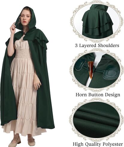 Regenboog رأس عصر النهضة بقلنسوة للنساء والرجال، عباءة العصور الوسطى للبالغين، عباءة فايكنغ مع قلادة سيف الفايكنج in Kuwait