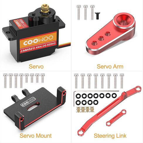 COOWOO RC Servo، مؤازرة توجيه مع حامل مؤازر وأجزاء ترقية قرن مؤازر لسيارة 1/24 SCX24 RC الزاحفة ترقيات كاملة (الحزمة B) in Kuwait