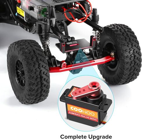 COOWOO RC Servo، مؤازرة توجيه مع حامل مؤازر وأجزاء ترقية قرن مؤازر لسيارة 1/24 SCX24 RC الزاحفة ترقيات كاملة (الحزمة B) in Kuwait