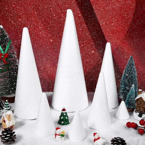 Youdaju 32 حزمة الحرفية رغوة المخاريط رغوة شجرة المخاريط السائبة أحجام متنوعة الأبيض البوليسترين المخاريط على شكل رغوة لشجرة عيد الميلاد مشروع ديكور الزفاف عطلة لوازم المنزل DIY المشاريع الفنية in Kuwait