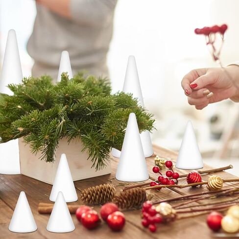 Youdaju 32 حزمة الحرفية رغوة المخاريط رغوة شجرة المخاريط السائبة أحجام متنوعة الأبيض البوليسترين المخاريط على شكل رغوة لشجرة عيد الميلاد مشروع ديكور الزفاف عطلة لوازم المنزل DIY المشاريع الفنية in Kuwait