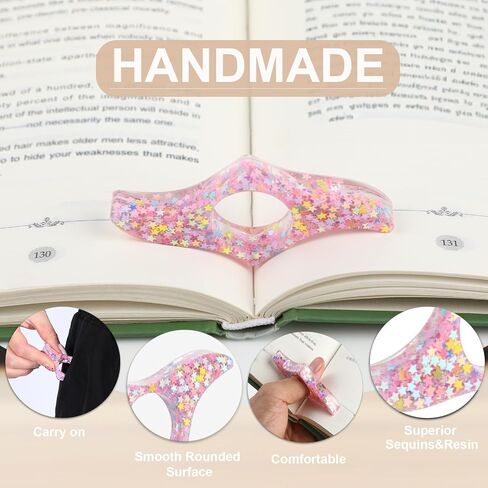 Book Page Holder for Reading, 2 Pcs Dried Flower Resin Transparent Thumb Bookmark, Book Accessories for Reading Lovers, Gifts for Bookworm, Readers, Literary, Students, Teachers in Kuwait