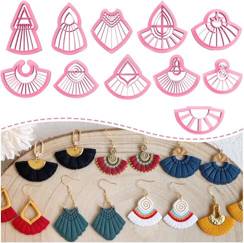 Keoker Macrame Polymer Clay Cutter, Clay Cutters for Polymer Clay Jewelry, Boho Polymer Clay Cutters for Earrings Making, Tassel Clay Cutters, 21 Shapes Polymer Clay Earring Cutters in Saudi Arabia