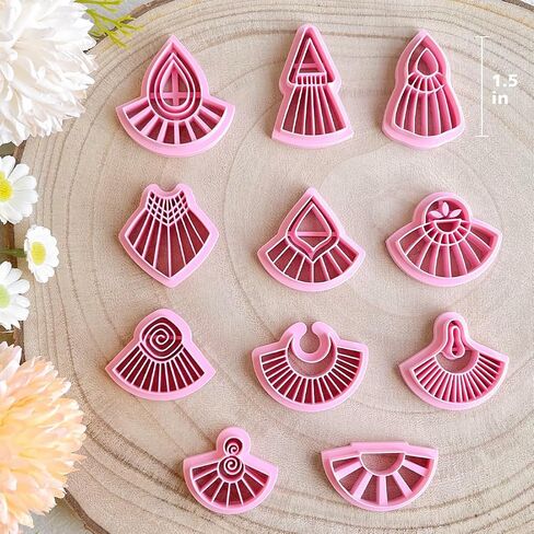 Keoker Macrame Polymer Clay Cutter, Clay Cutters for Polymer Clay Jewelry, Boho Polymer Clay Cutters for Earrings Making, Tassel Clay Cutters, 21 Shapes Polymer Clay Earring Cutters in Saudi Arabia