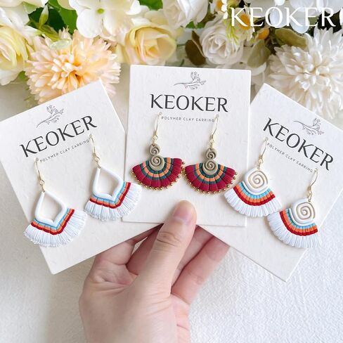 Keoker Macrame Polymer Clay Cutter, Clay Cutters for Polymer Clay Jewelry, Boho Polymer Clay Cutters for Earrings Making, Tassel Clay Cutters, 21 Shapes Polymer Clay Earring Cutters in Saudi Arabia