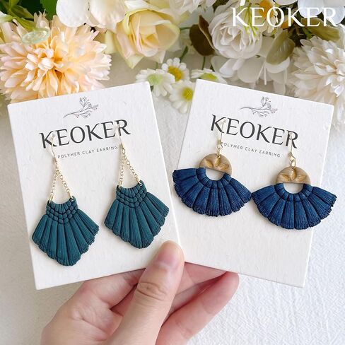 Keoker Macrame Polymer Clay Cutter, Clay Cutters for Polymer Clay Jewelry, Boho Polymer Clay Cutters for Earrings Making, Tassel Clay Cutters, 21 Shapes Polymer Clay Earring Cutters in Saudi Arabia