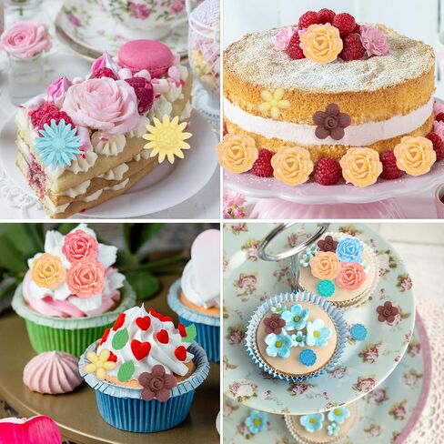 TIESOME Flower Silicone Mold, Pink Flower Fondant Cake Molds Different Flower Shapes Silicone Molds Fondant Clay Mould Flower Shape DIY Decorating Tool for Clay Soap Confectionery Projects (5 PCS) in Saudi Arabia