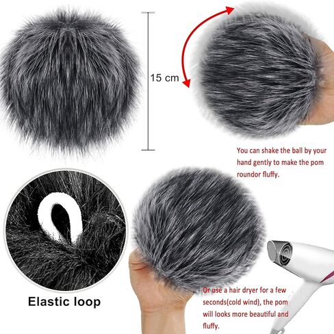 SIQUK 15 Pieces Faux Fur Pom Pom Balls 6 Inch Large Faux Fur Pom Pom for Hats, Fluffy Pom Pom Faux Fox Pom Pom with Elastic Loop for Knitting Hat Gloves Scarves Crafts Accessories in Kuwait