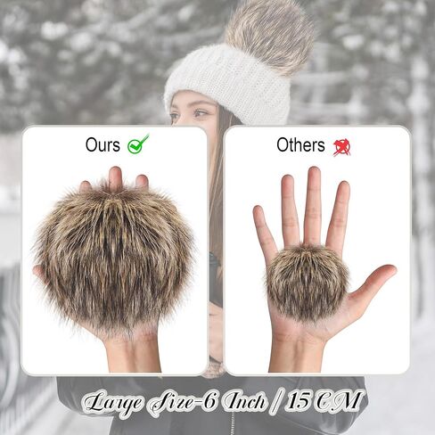 SIQUK 15 Pieces Faux Fur Pom Pom Balls 6 Inch Large Faux Fur Pom Pom for Hats, Fluffy Pom Pom Faux Fox Pom Pom with Elastic Loop for Knitting Hat Gloves Scarves Crafts Accessories in Kuwait