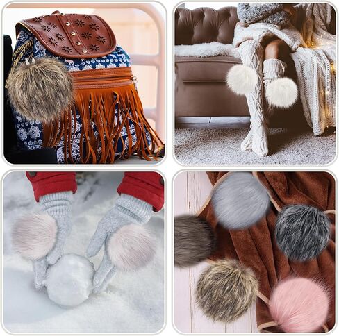 SIQUK 15 Pieces Faux Fur Pom Pom Balls 6 Inch Large Faux Fur Pom Pom for Hats, Fluffy Pom Pom Faux Fox Pom Pom with Elastic Loop for Knitting Hat Gloves Scarves Crafts Accessories in Kuwait