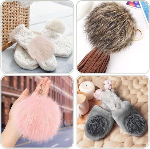 SIQUK 15 Pieces Faux Fur Pom Pom Balls 6 Inch Large Faux Fur Pom Pom for Hats, Fluffy Pom Pom Faux Fox Pom Pom with Elastic Loop for Knitting Hat Gloves Scarves Crafts Accessories in Kuwait
