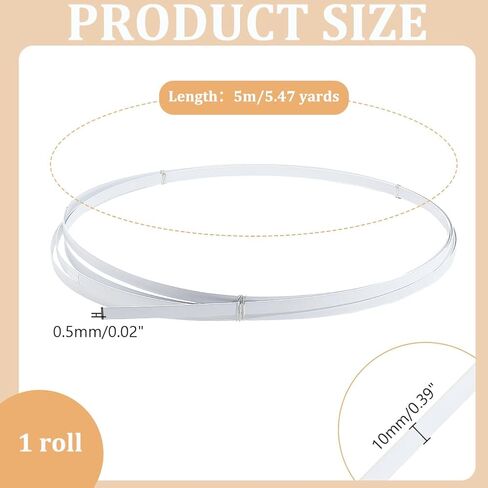 PH PandaHall 5.4 Yards 8mm Boning for Sewing, White Spring Steel Boning Corset Boning PVC Covered Steel Boning Stays Boning for Corset Wedding Dress Bridal Gowns Lingerie Nursing Cap in Saudi Arabia