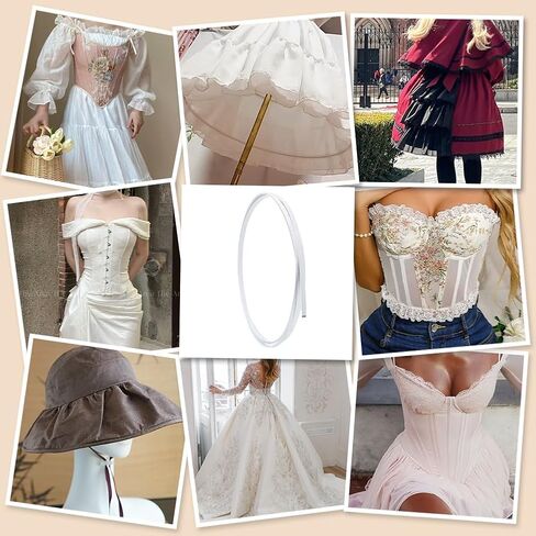 PH PandaHall 5.4 Yards 8mm Boning for Sewing, White Spring Steel Boning Corset Boning PVC Covered Steel Boning Stays Boning for Corset Wedding Dress Bridal Gowns Lingerie Nursing Cap in Saudi Arabia