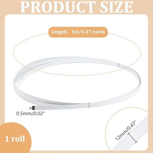PH PandaHall 5.4 Yards 8mm Boning for Sewing, White Spring Steel Boning Corset Boning PVC Covered Steel Boning Stays Boning for Corset Wedding Dress Bridal Gowns Lingerie Nursing Cap in Saudi Arabia