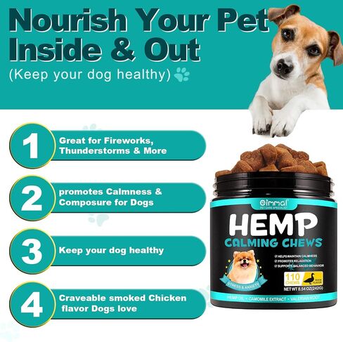 Hemp Calming Chews for Dogs, Dog Training & Behavior Aids, Dog Calming Treats, Natural Soothing Snacks Hemp + Valerian Root, Dog Anxiety Relief & Aggressive Behavior, 110PCS Calming Dog Treats in Kuwait