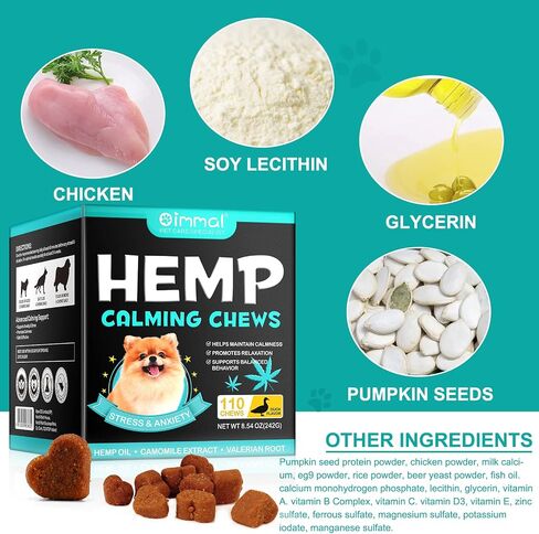 Hemp Calming Chews for Dogs, Dog Training & Behavior Aids, Dog Calming Treats, Natural Soothing Snacks Hemp + Valerian Root, Dog Anxiety Relief & Aggressive Behavior, 110PCS Calming Dog Treats in Kuwait
