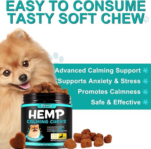 Hemp Calming Chews for Dogs, Dog Training & Behavior Aids, Dog Calming Treats, Natural Soothing Snacks Hemp + Valerian Root, Dog Anxiety Relief & Aggressive Behavior, 110PCS Calming Dog Treats in Kuwait