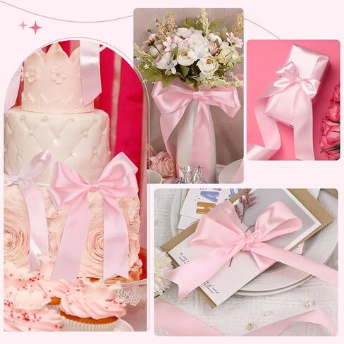 Light Pink Satin Ribbon 1-1/2 Inch,50 Yards Light Pink Fabric Ribbon for Gift Wrapping,Crafts,Flower Bouquet,Bows Making,Balloons,Wedding,Birthday Party,Baby Shower Decoration in Saudi Arabia
