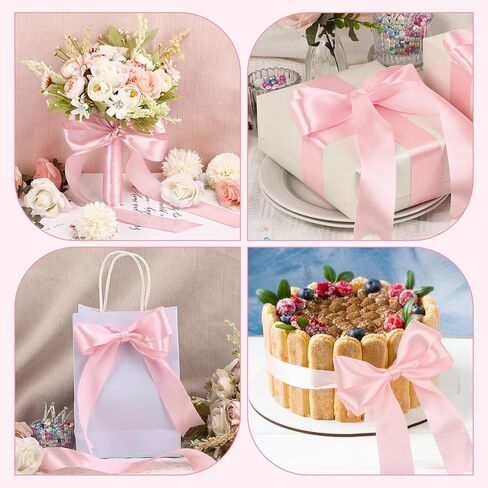 Light Pink Satin Ribbon 1-1/2 Inch,50 Yards Light Pink Fabric Ribbon for Gift Wrapping,Crafts,Flower Bouquet,Bows Making,Balloons,Wedding,Birthday Party,Baby Shower Decoration in Saudi Arabia