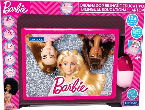 Lexibook Barbie, Educational and Bilingual Laptop in English/Spanish, Toy for Children with 124 Activities to Learn, Play Games and Music, Pink, JC598BBi2 in Saudi Arabia