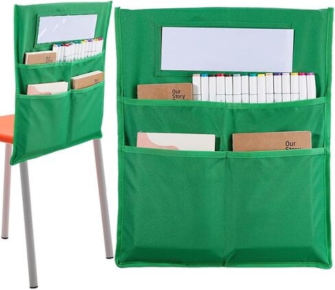 CRASPIRE Chair Buddy Storage Pocket 19x16.5inch Chair Back Organizer Chart Green with Name Tag Label Slot Students Seat Chairback Multiple Pockets for School Home Classroom Preschool Daycare Supplies in Saudi Arabia
