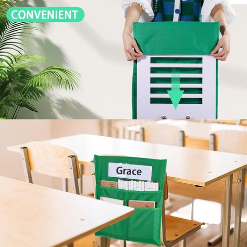 CRASPIRE Chair Buddy Storage Pocket 19x16.5inch Chair Back Organizer Chart Green with Name Tag Label Slot Students Seat Chairback Multiple Pockets for School Home Classroom Preschool Daycare Supplies in Saudi Arabia
