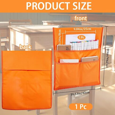 CRASPIRE Chair Buddy Storage Pocket 19x16.5inch Chair Back Organizer Chart Green with Name Tag Label Slot Students Seat Chairback Multiple Pockets for School Home Classroom Preschool Daycare Supplies in Saudi Arabia