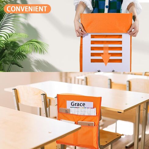 CRASPIRE Chair Buddy Storage Pocket 19x16.5inch Chair Back Organizer Chart Green with Name Tag Label Slot Students Seat Chairback Multiple Pockets for School Home Classroom Preschool Daycare Supplies in Saudi Arabia