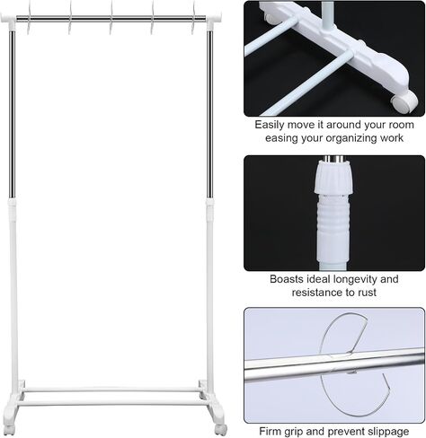 Adjustable Pocket Chart Stand Stainless Steel Expandable Chart Stand with Casters Rolling Anchor Holder with 5 Rings for Classroom Home Educational Tools, Adjustable to 63 Inch(Black) in Saudi Arabia
