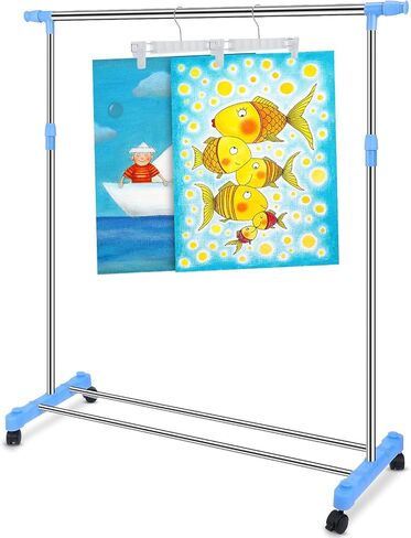 Soaoo Anchor Chart Storage Rack Adjustable Blueprint Storage Vertical Poster Holder Anchor Chart Holder with 12 Pcs Hangers for Classroom School Students Home Office Workers Supplies (Blue) in Saudi Arabia