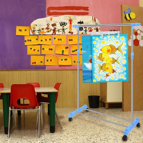 Soaoo Anchor Chart Storage Rack Adjustable Blueprint Storage Vertical Poster Holder Anchor Chart Holder with 12 Pcs Hangers for Classroom School Students Home Office Workers Supplies (Blue) in Saudi Arabia