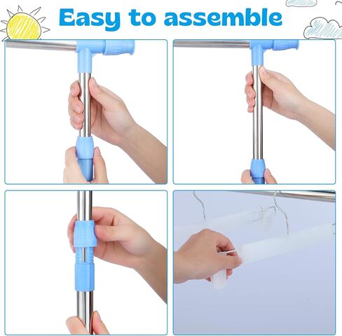 Soaoo Anchor Chart Storage Rack Adjustable Blueprint Storage Vertical Poster Holder Anchor Chart Holder with 12 Pcs Hangers for Classroom School Students Home Office Workers Supplies (Blue) in Saudi Arabia