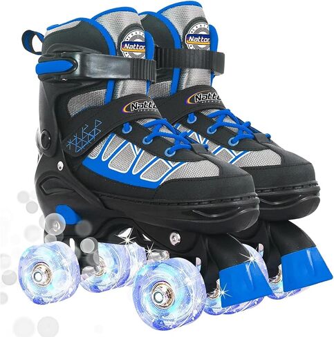 Nattork Roller Skates for Kids Boys Girls, 4 Size Adjustable Rollerskates with Light Up Wheels for Children Beginners for Outdoor Indoor in Saudi Arabia