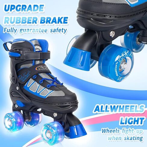 Nattork Roller Skates for Kids Boys Girls, 4 Size Adjustable Rollerskates with Light Up Wheels for Children Beginners for Outdoor Indoor in Saudi Arabia
