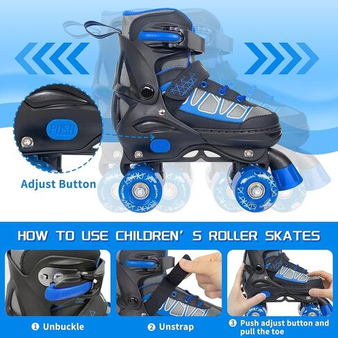 Nattork Roller Skates for Kids Boys Girls, 4 Size Adjustable Rollerskates with Light Up Wheels for Children Beginners for Outdoor Indoor in Saudi Arabia